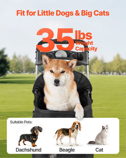 Foldable Dog Stroller with Detachable Car Seat Carrier – 4-Wheel Pet Stroller Up to 35 lbs – view 4