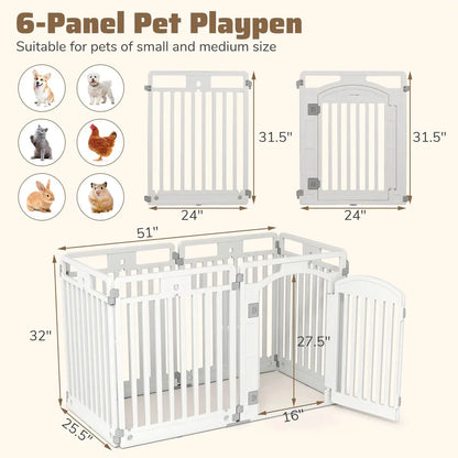 6-Panel Plastic Dog Playpen – 32 in High, Lockable Door, Indoor &amp; Outdoor, Foldable – view 5