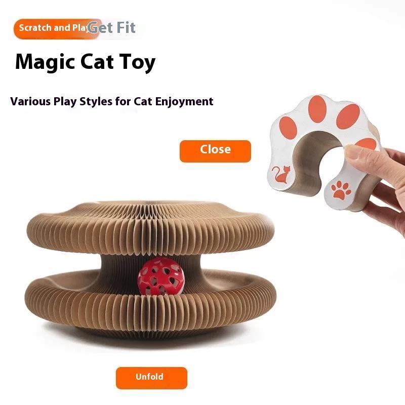 Accordion Cardboard Cat Scratcher – Foldable Wood Grain Scratching Toy for Indoor Cats – view 4
