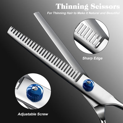 4-in-1 Dog and Cat Grooming Scissors Kit – Round-Tip Straight, Curved and Thinning Shears with Comb – view 3
