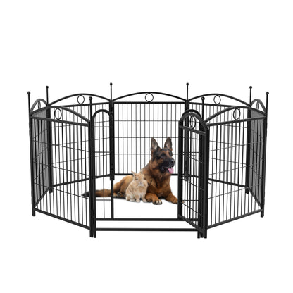 8-Panel Metal Dog Playpen – Foldable Exercise Pen with Door, Rust-Resistant, 32 in High, Black – view 9