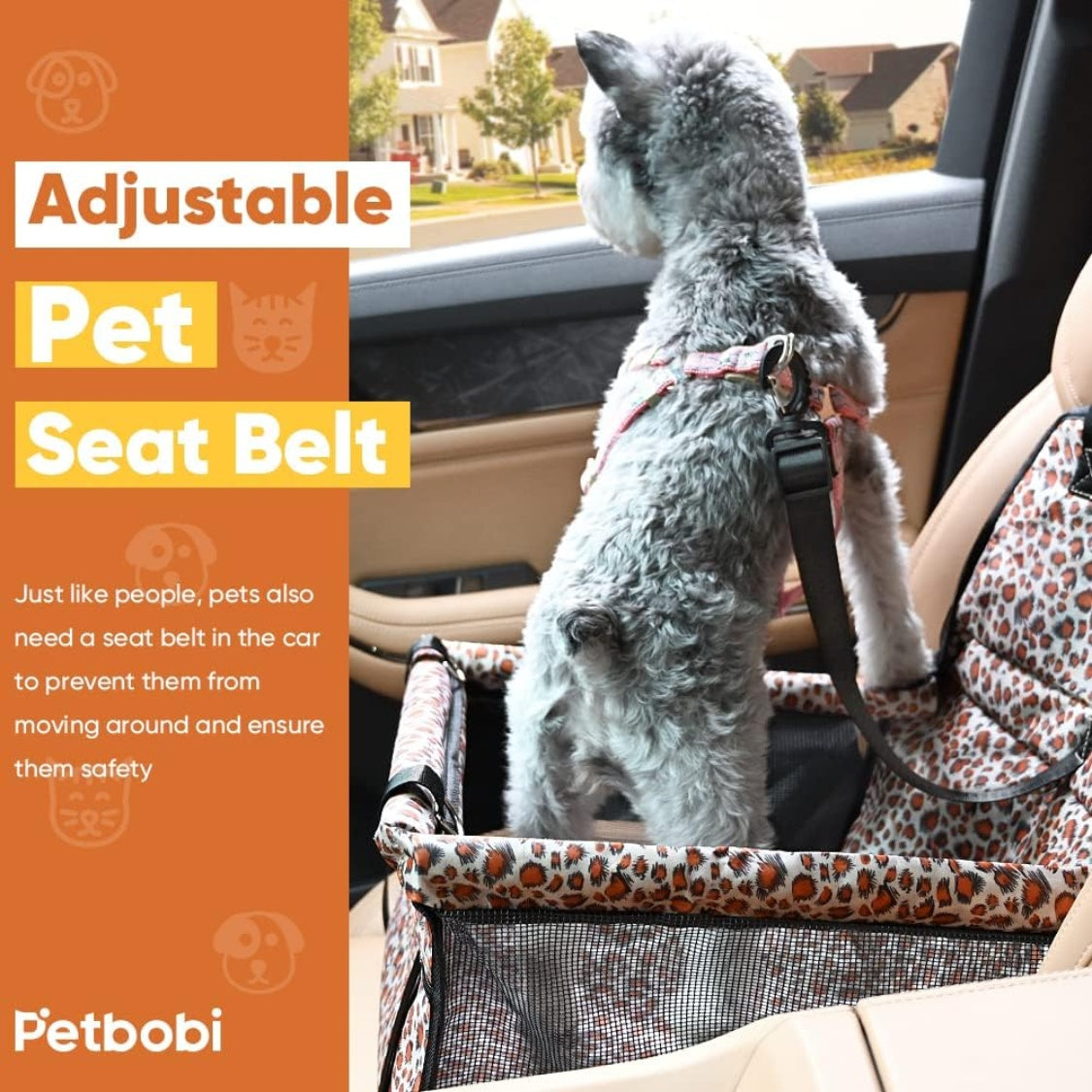 Small Dog Car Booster Seat – Foldable Front Seat with Sturdy Frame &amp; Breathable Mesh – view 2
