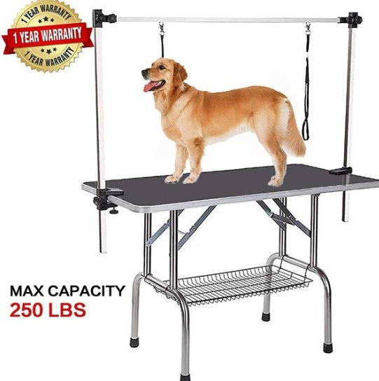 36 Inch Folding Pet Grooming Table with Adjustable Arm &amp; Storage Basket, Black – view 4