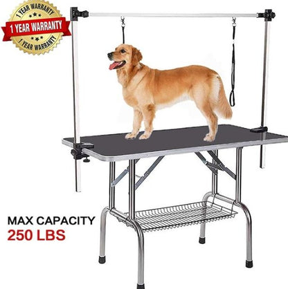 36 Inch Folding Pet Grooming Table with Adjustable Arm &amp; Storage Basket, Black – view 4