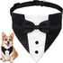 Dog Tuxedo Bandana Collar with Bow Tie – Formal Wedding Tux for Dogs, Adjustable 12.5–21 in, Black & White