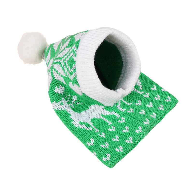 Christmas Knit Pet Hat with Pom-Pom – Snowflake Designs – view 2