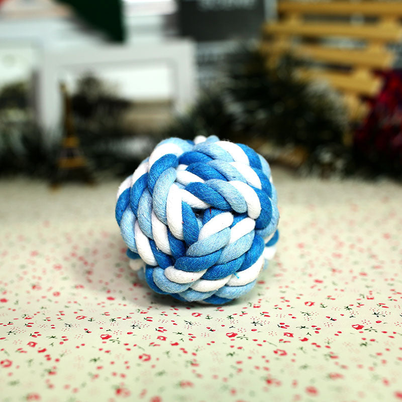 Braided Cotton Rope Ball Dog Toy – 2.8 in Chew &amp; Fetch Ball in Pink, Blue or Multicolor – view 4