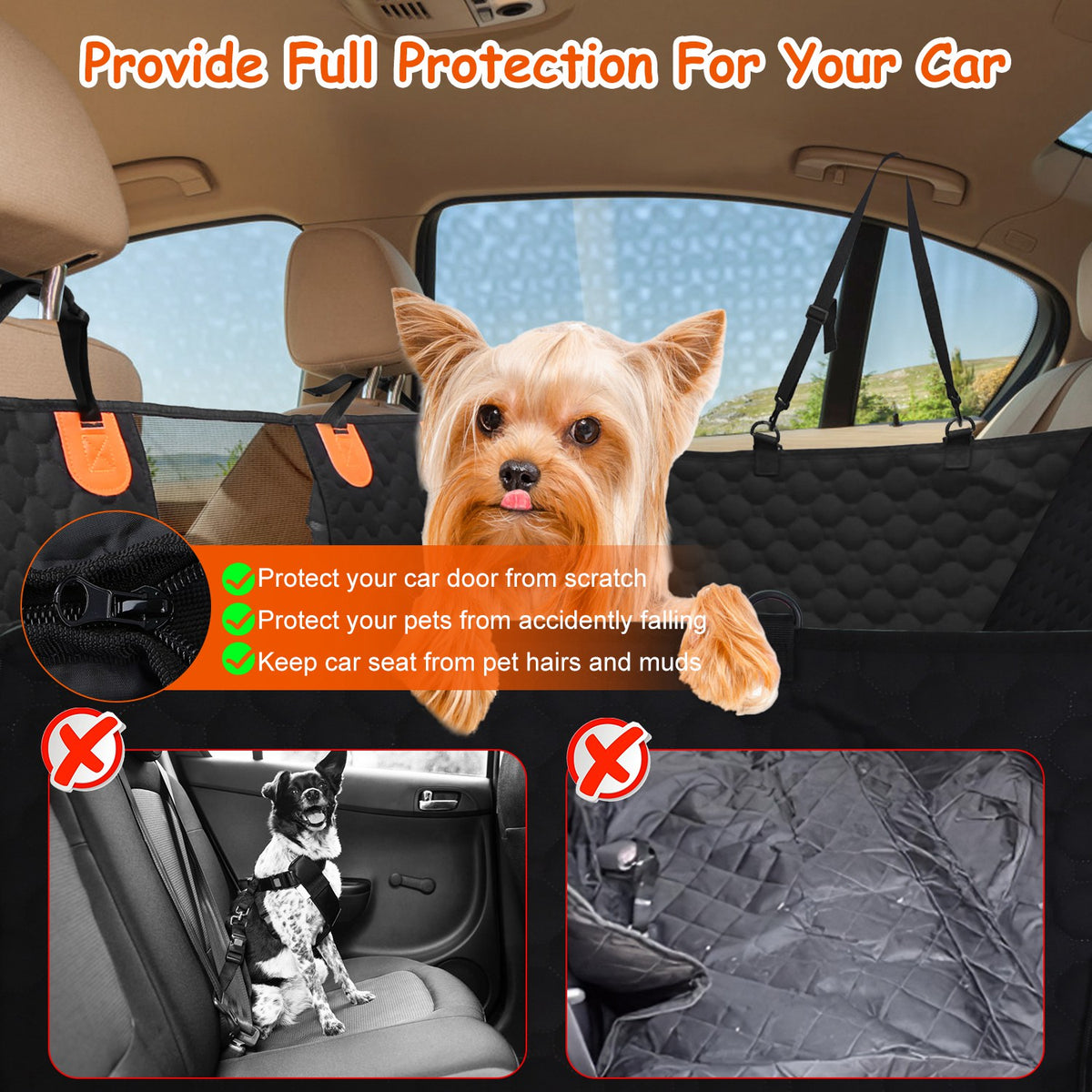 Dog Back Seat Cover with Hard Bottom &amp; Mesh Window – Waterproof Seat Extender for Cars &amp; SUVs – view 9