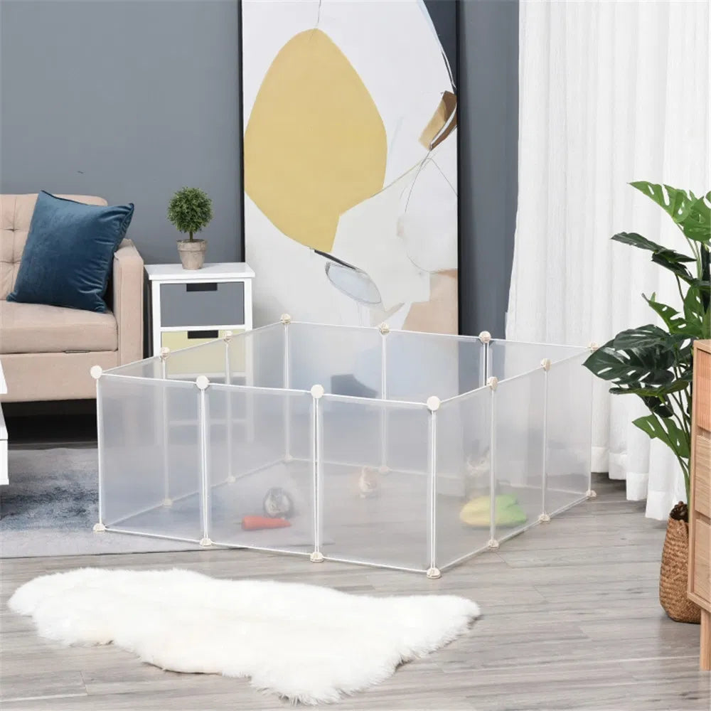 Small Animal Playpen – 12-Panel DIY Pen for Rabbits &amp; Guinea Pigs, 41 x 41 in