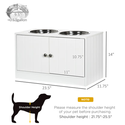 Elevated Dog Bowl Stand with 44 L Storage Cabinet &amp; 2 Stainless Steel Bowls for Large Dogs, White – view 3