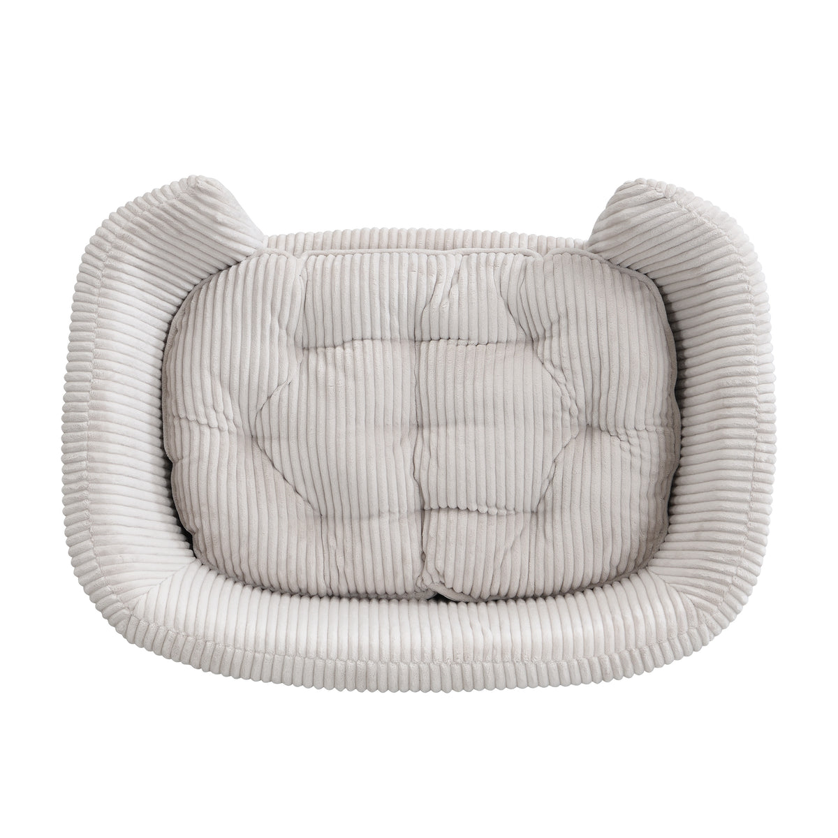 Elevated Dog Bed Frame for Small Dogs – Corduroy Pet Couch with Wood Legs, Beige – view 10