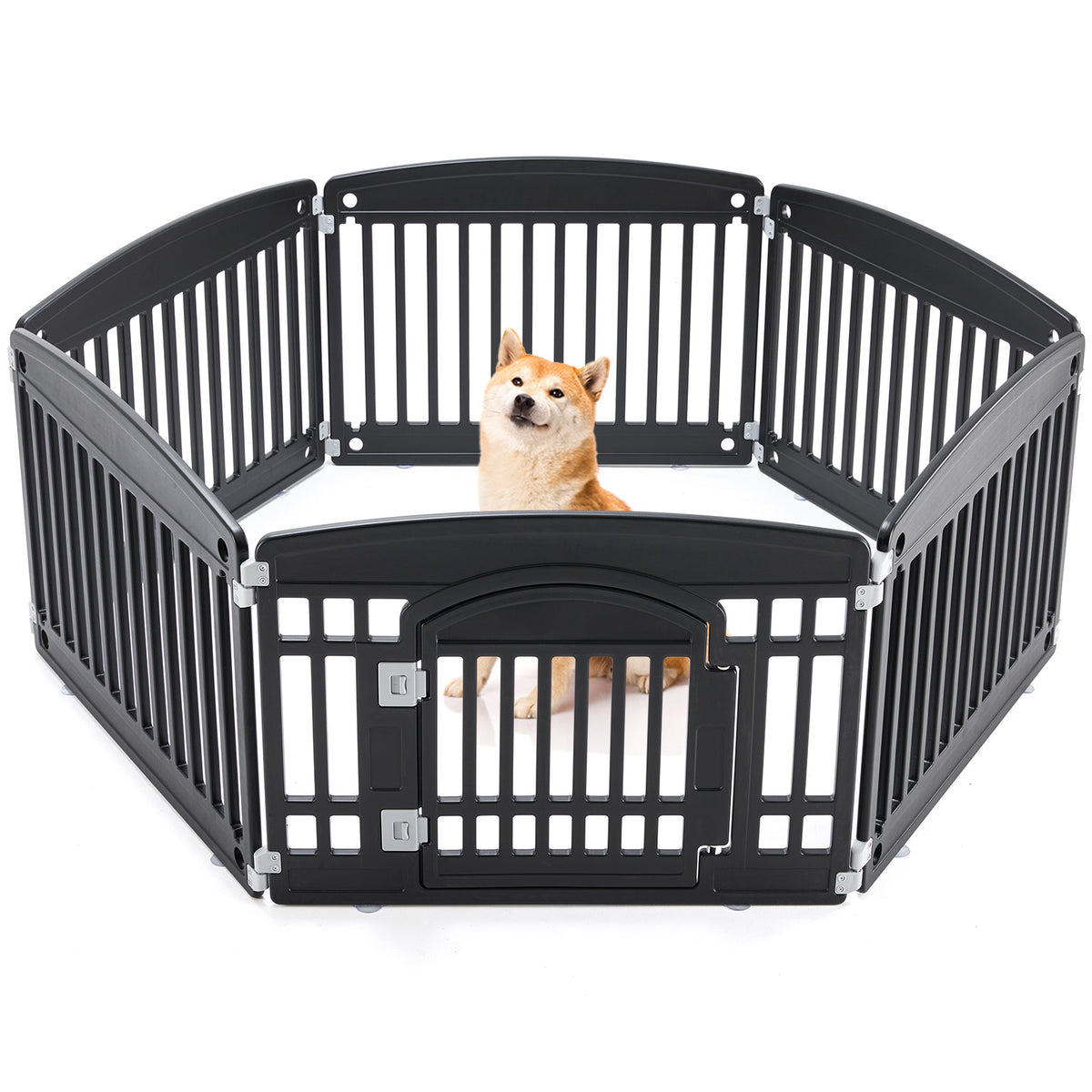 Plastic Dog Playpen – Foldable Indoor/Outdoor Pet Fence, 4 or 6 Panels, White or Black – view 4