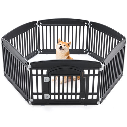 Plastic Dog Playpen – Foldable Indoor/Outdoor Pet Fence, 4 or 6 Panels, White or Black – view 4