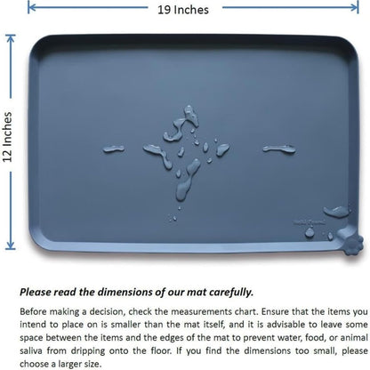Waterproof Silicone Pet Feeding Mat with Raised Edge – 19 x 12 in, Gray – view 3