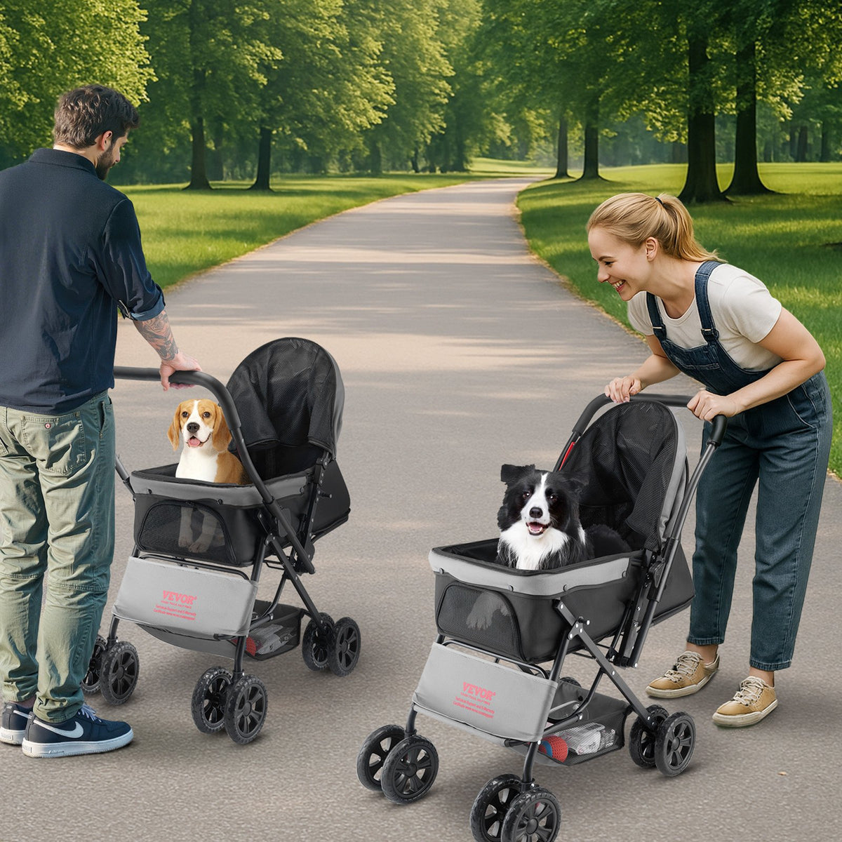 Foldable Dog Stroller with Reversible Handle – 4-Wheel Pet Stroller for Dogs &amp; Cats Up to 44 lbs – view 6