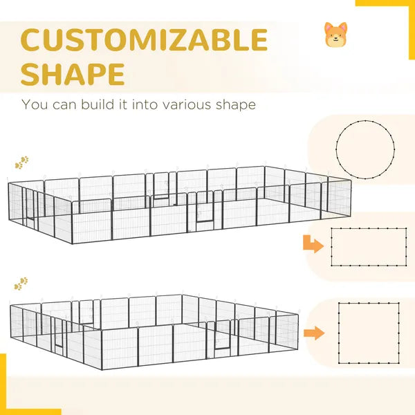 24-Panel Heavy-Duty Metal Pet Playpen – 31.5 in High, 3 Doors, Gray – view 5