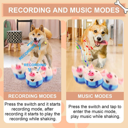Jumping Squeaky Pig Dog Toy – Rechargeable Interactive Toy with Recording &amp; Music Modes – view 2