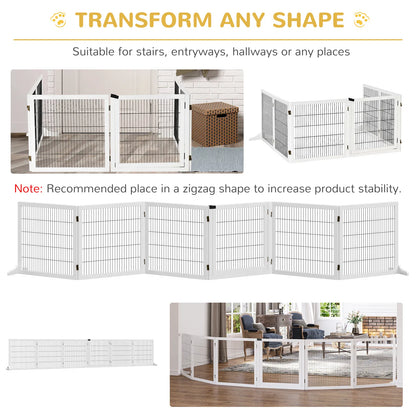 6-Panel Foldable Wooden Pet Gate &amp; Playpen – White, 27.6 in High – view 4