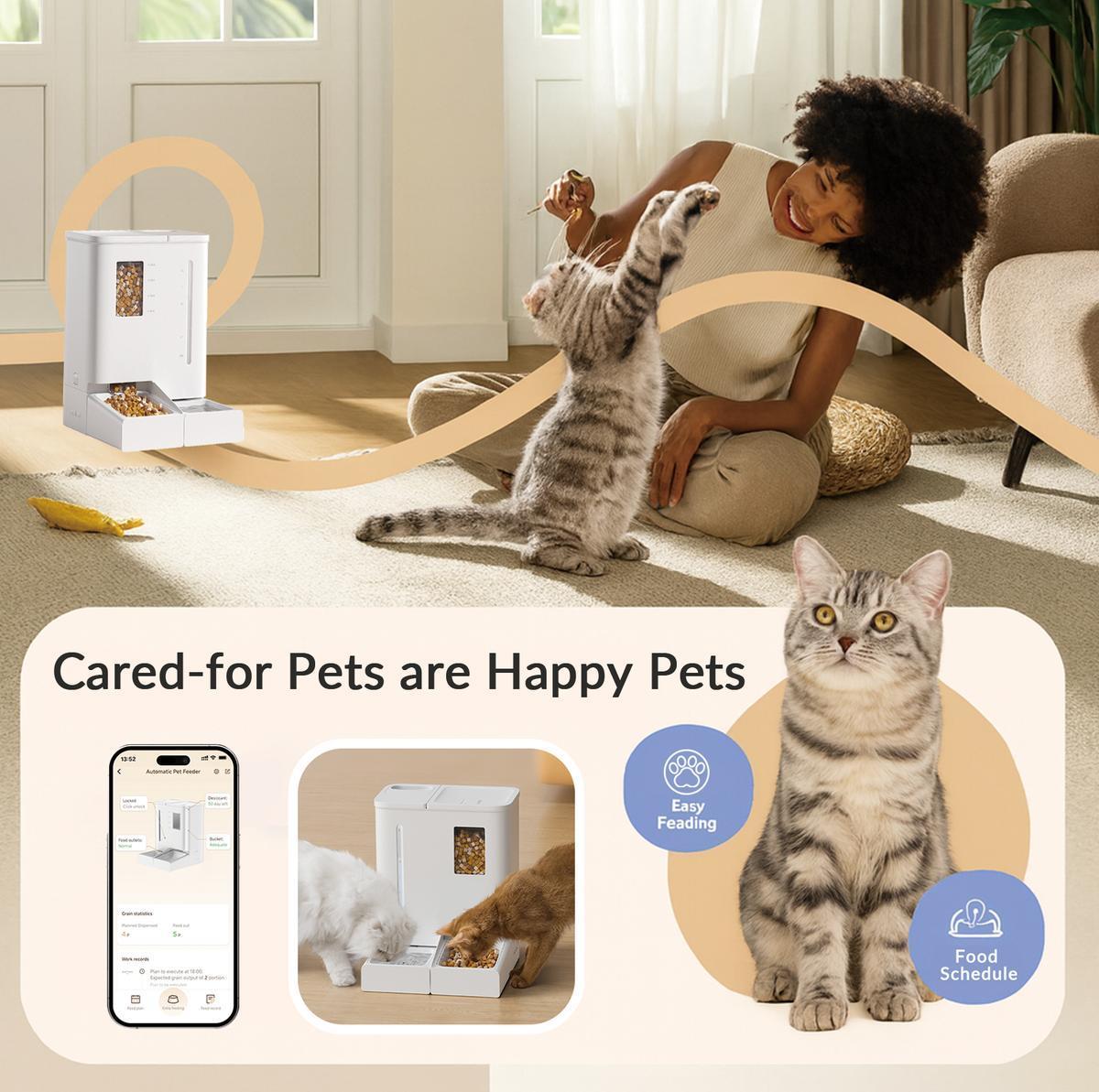 Wi-Fi Automatic Pet Feeder and Water Dispenser 2-in-1 Set – App Controlled, White – view 5