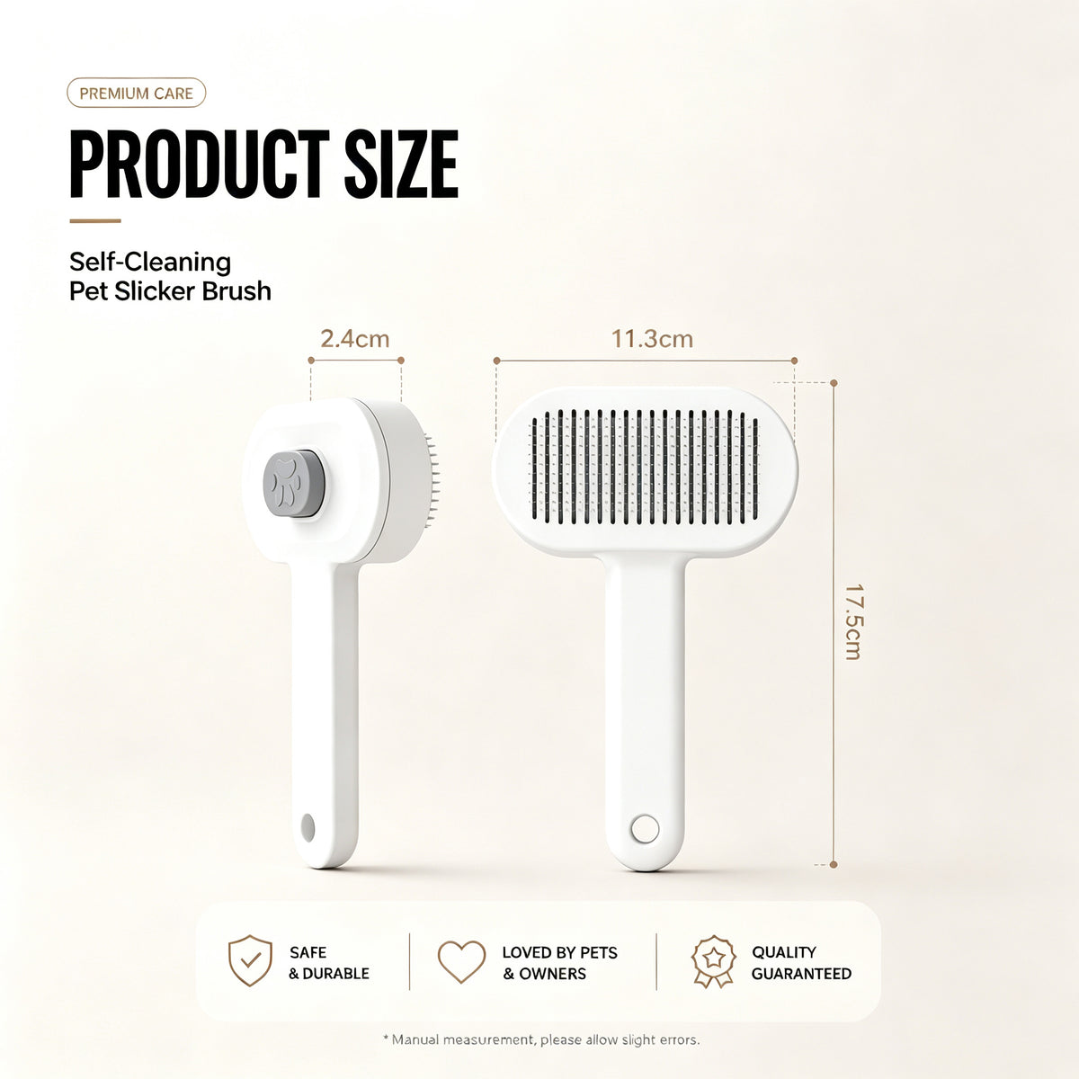 One-Click Self-Cleaning Slicker Brush for Cats &amp; Dogs – Stainless Steel Pins, White – view 9