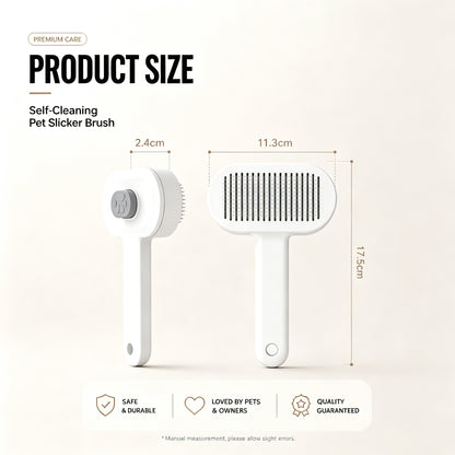 One-Click Self-Cleaning Slicker Brush for Cats &amp; Dogs – Stainless Steel Pins, White – view 9
