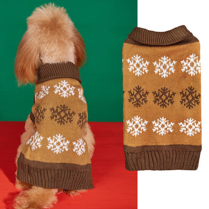 Snowflake Knit Dog Christmas Sweater in Dark Brown &amp; Gray, Sizes XXS–XL – view 2