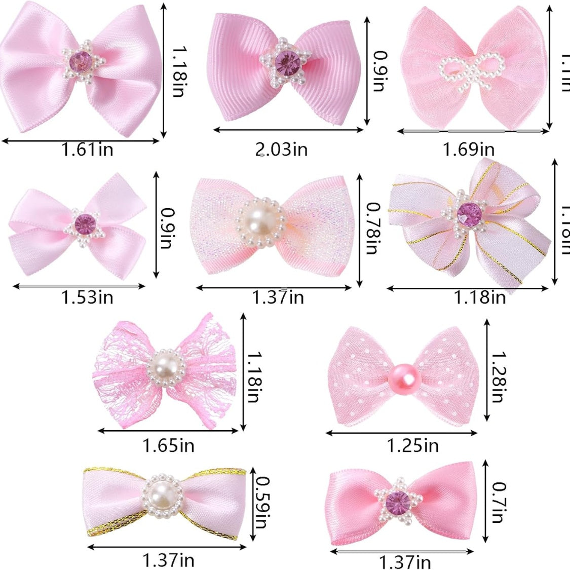 Pink Dog Hair Bows 20-Pack – Rhinestone &amp; Pearl Puppy Bows with Elastic Bands for Dogs &amp; Cats – view 3