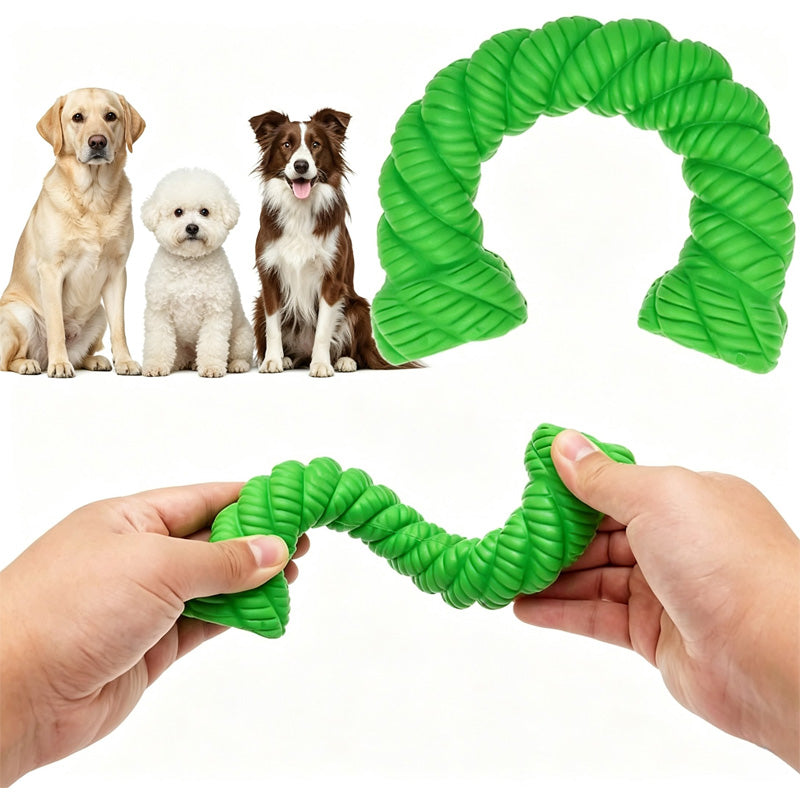 Natural Rubber Horseshoe Dog Chew Toy for Medium and Large Dogs, Green