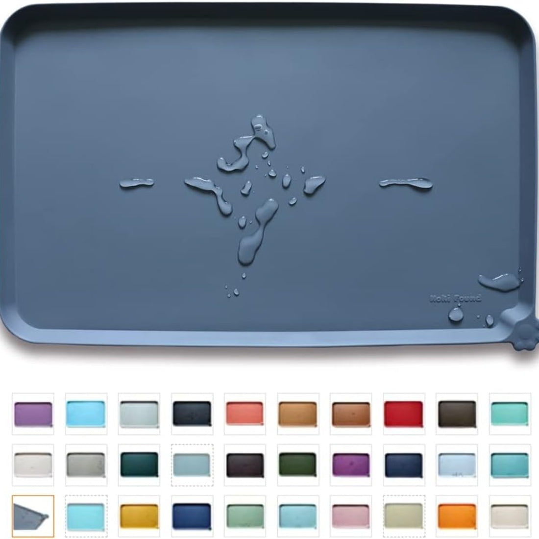 Waterproof Silicone Pet Feeding Mat with Raised Edge – 19 x 12 in, Gray