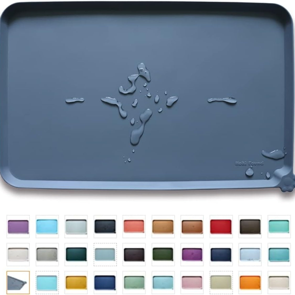 Waterproof Silicone Pet Feeding Mat with Raised Edge – 19 x 12 in, Gray