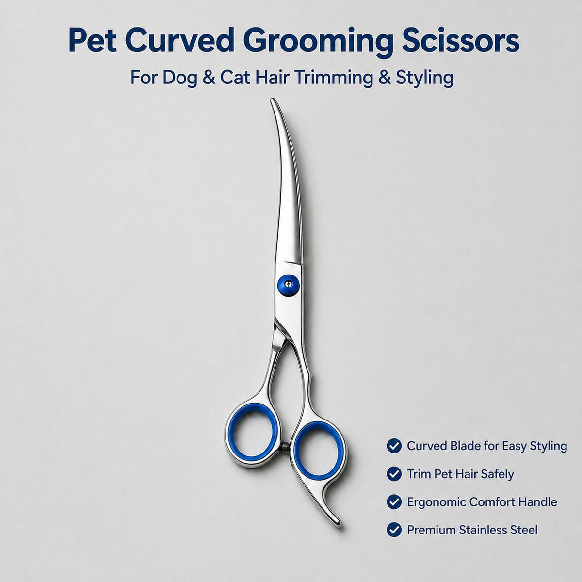 4-Piece Stainless Steel Pet Grooming Scissors Set – Straight, Curved and Thinning Shears with Comb – view 3