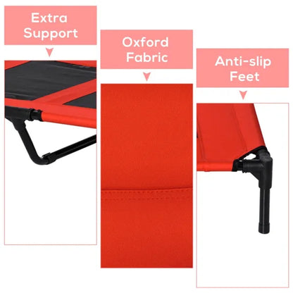 Elevated Dog Bed – Breathable Mesh Raised Pet Cot, Steel Frame, 36 x 30 in, Red – view 5