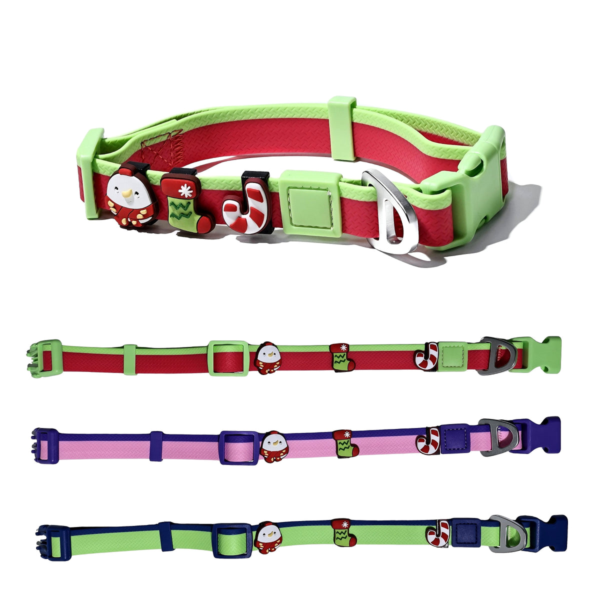 Two-Tone Embossed Dog Leash Set with 3 DIY Charms – Waterproof PVC, 15, 20 &amp; 25 mm, Red, Green or Pink – view 10