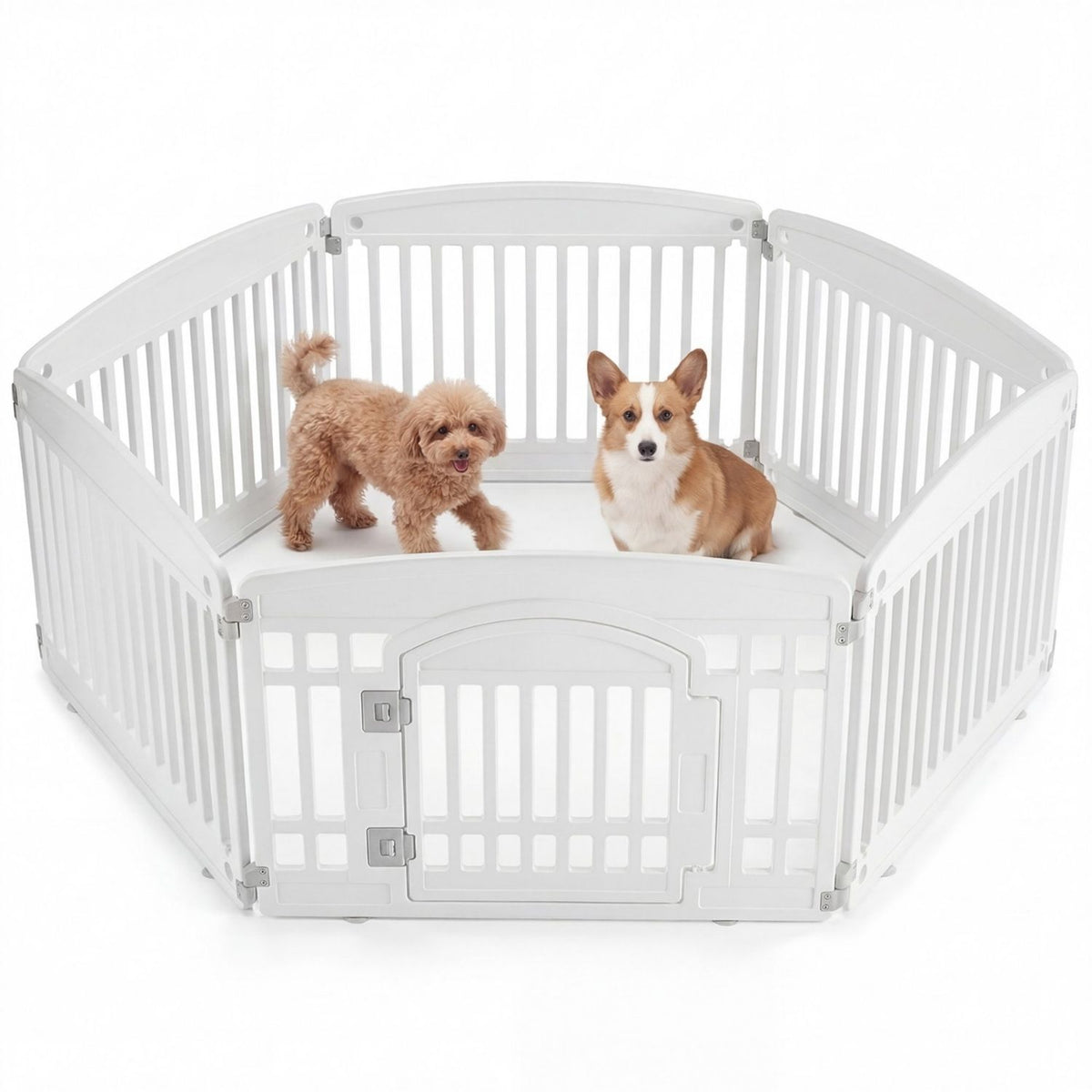 Foldable Plastic Dog Playpen – Rounded Corners, Easy to Clean, Indoor &amp; Outdoor, Black or White