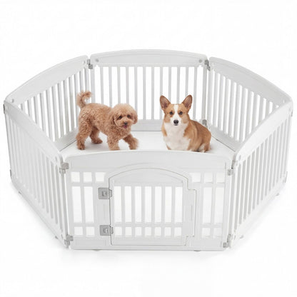 Foldable Plastic Dog Playpen – Rounded Corners, Easy to Clean, Indoor &amp; Outdoor, Black or White