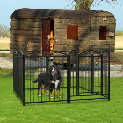 8-Panel Metal Dog Playpen – Foldable Exercise Pen with Door, Rust-Resistant, 32 in High, Black – view 6