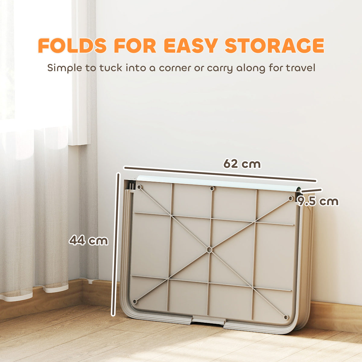 Foldable Dog Pee Pad Holder – 33.9 x 24.4 in Tray with Splash Wall &amp; 3 Pads, Gray – view 6