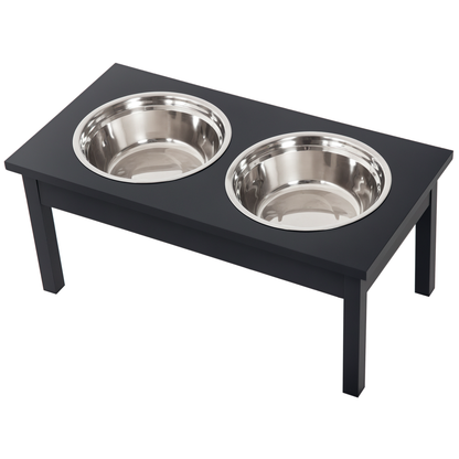 23 in Wooden Elevated Dog Feeding Station with 2 Stainless Steel Bowls, 2 L Each, Black – view 9