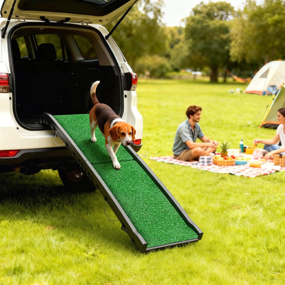 Folding Dog Ramp for Cars – 61 in Non-Slip Grass Surface, Holds 198 lbs, Black &amp; Green – view 6