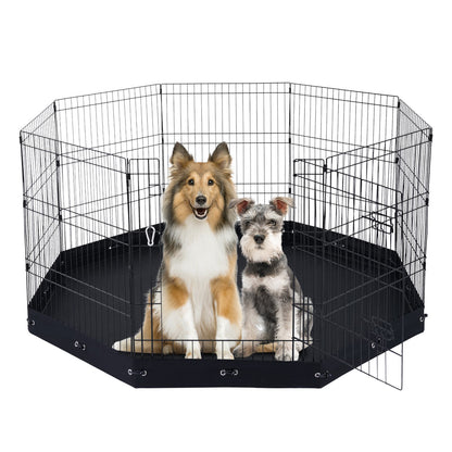 8-Panel Foldable Metal Dog Playpen with Bottom Mat – Full-Height Door, 30-Inch, Black