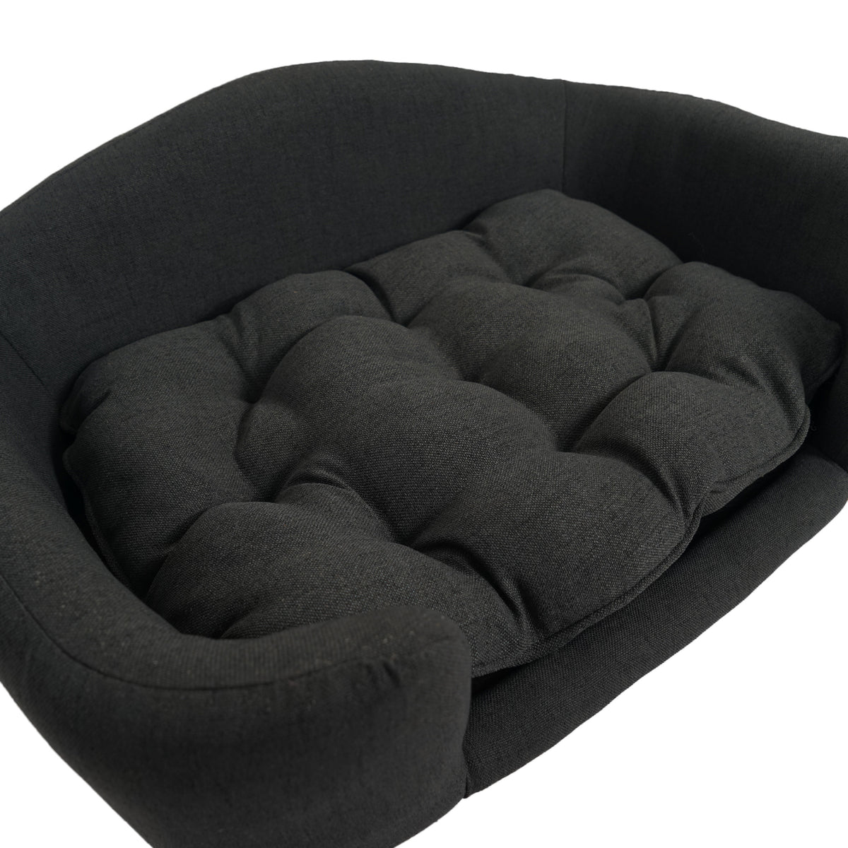 Elevated Small Dog Bed – Fabric Pet Couch with Rubber Wood Legs and Foam Cushion, Dark Gray – view 9
