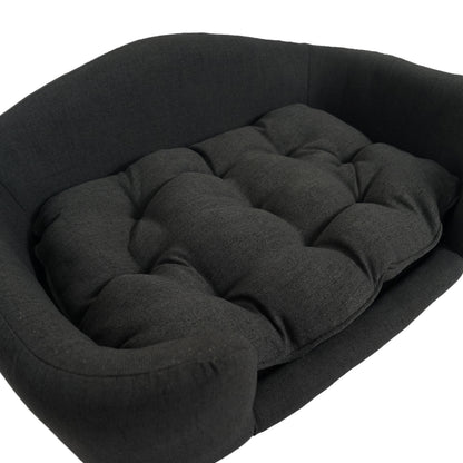 Elevated Small Dog Bed – Fabric Pet Couch with Rubber Wood Legs and Foam Cushion, Dark Gray – view 9