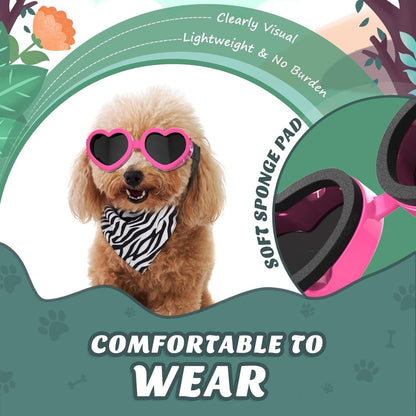 Heart-Shaped Dog Sunglasses – UV Protection Goggles for Small Dogs with Adjustable Straps, Pink – view 7