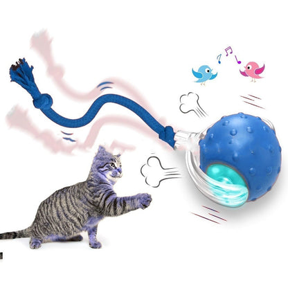 Self-Driving Rolling Ball Cat Toy – 3 Modes, Bird Chirp Sound, Tail &amp; Rope Attachments – view 11