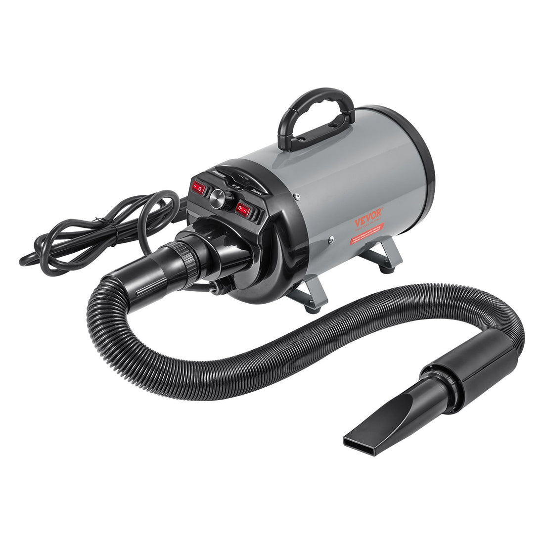 High-Velocity Dog Blow Dryer – 2800 W with Adjustable Heat &amp; Speed, 4 Nozzles, Gray &amp; Black