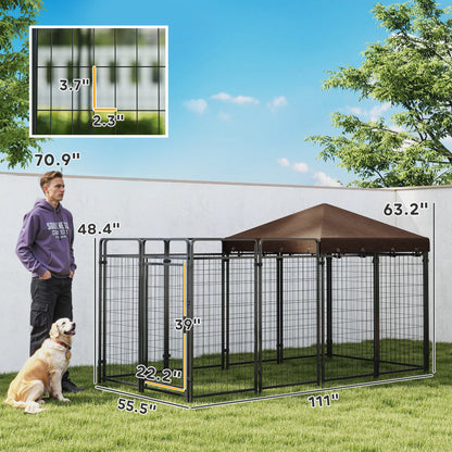 Large Outdoor Dog Kennel with Roof – 9.3 x 4.6 x 5.2 ft, Heavy-Duty Steel – view 5