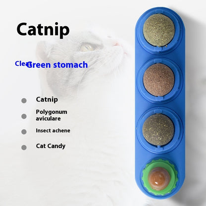 Wall-Mounted Rotating Catnip and Silvervine Ball Cat Toy, 3-in-1 Stick-On Lick Ball – view 9