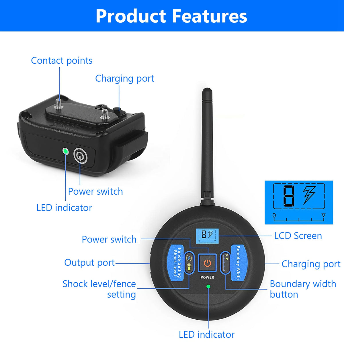 Wireless Dog Fence System – 131–722 ft Adjustable Boundary, Tone &amp; Static, IP67 – view 5