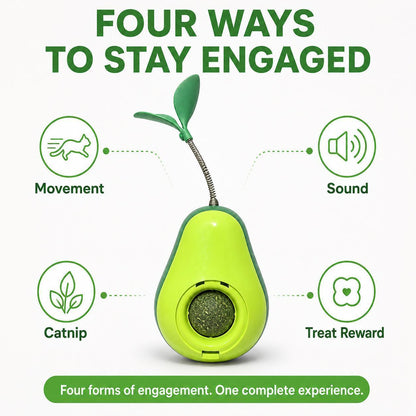 Avocado-Shaped Cat Tumbler Toy with Spring Feather Teaser and Removable Catnip Ball – view 10