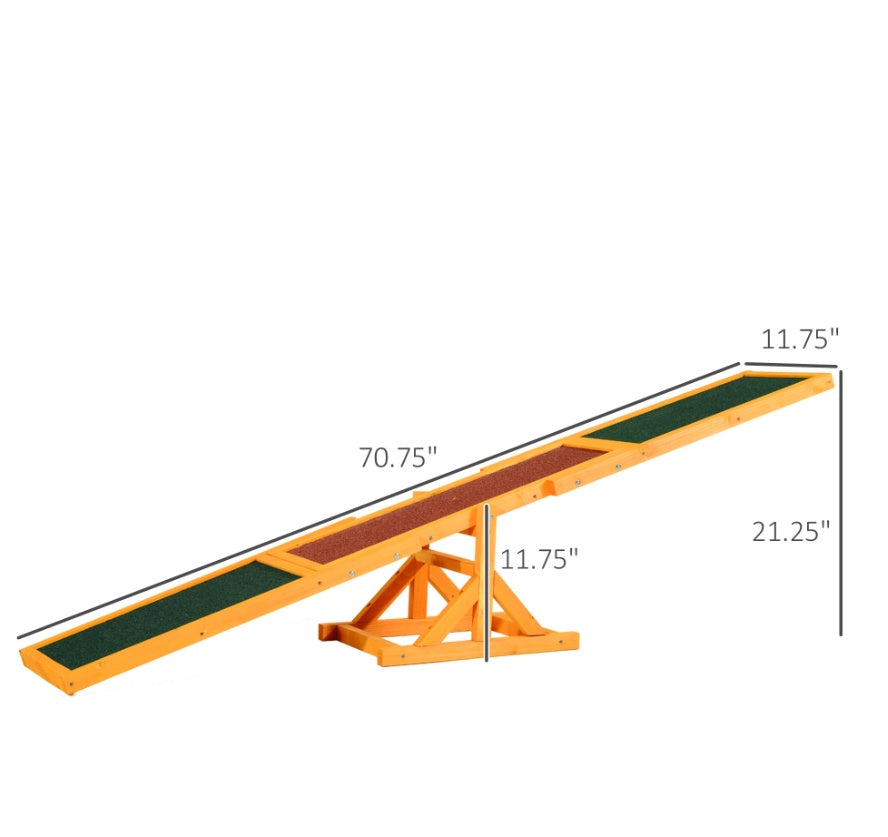 Wooden Dog Agility Seesaw for Training and Exercise, 71 in Long, Natural Wood Finish – view 3